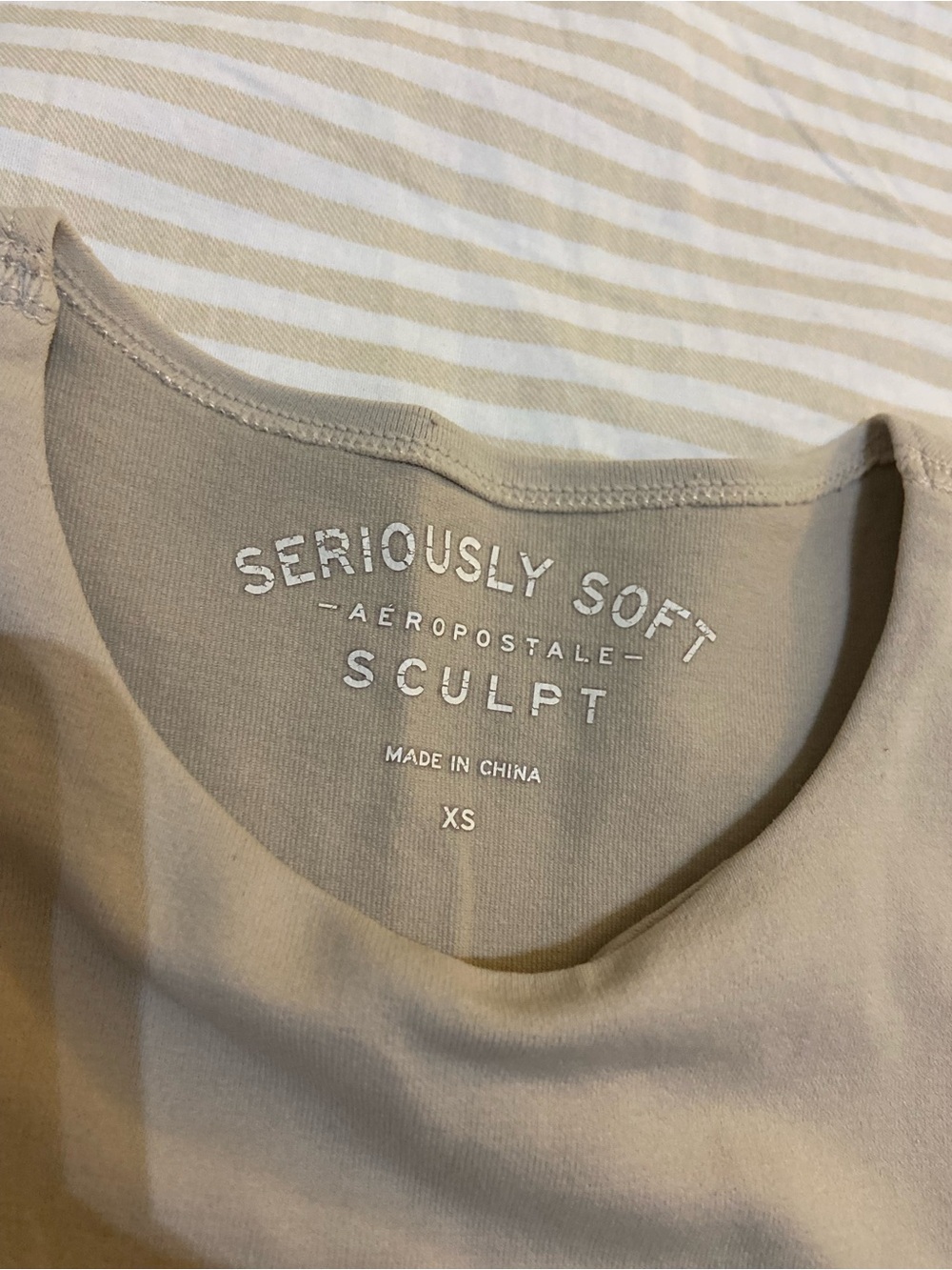 Aeropostale Sculpt Sleeveless Crew Neck Tank Top Taupe Double Lined Front XS - Picture 3 of 5